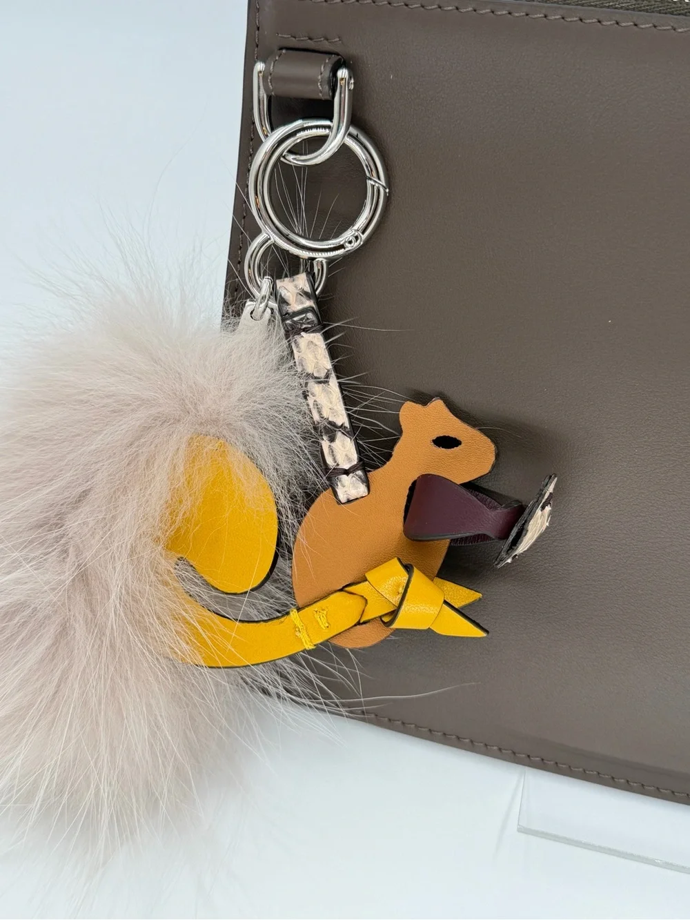 Fendi Limited Edition 100th Anniversary Leather Zip Pouch w/Squirrel Pom Charm🐿️ - Picture 2 of 15